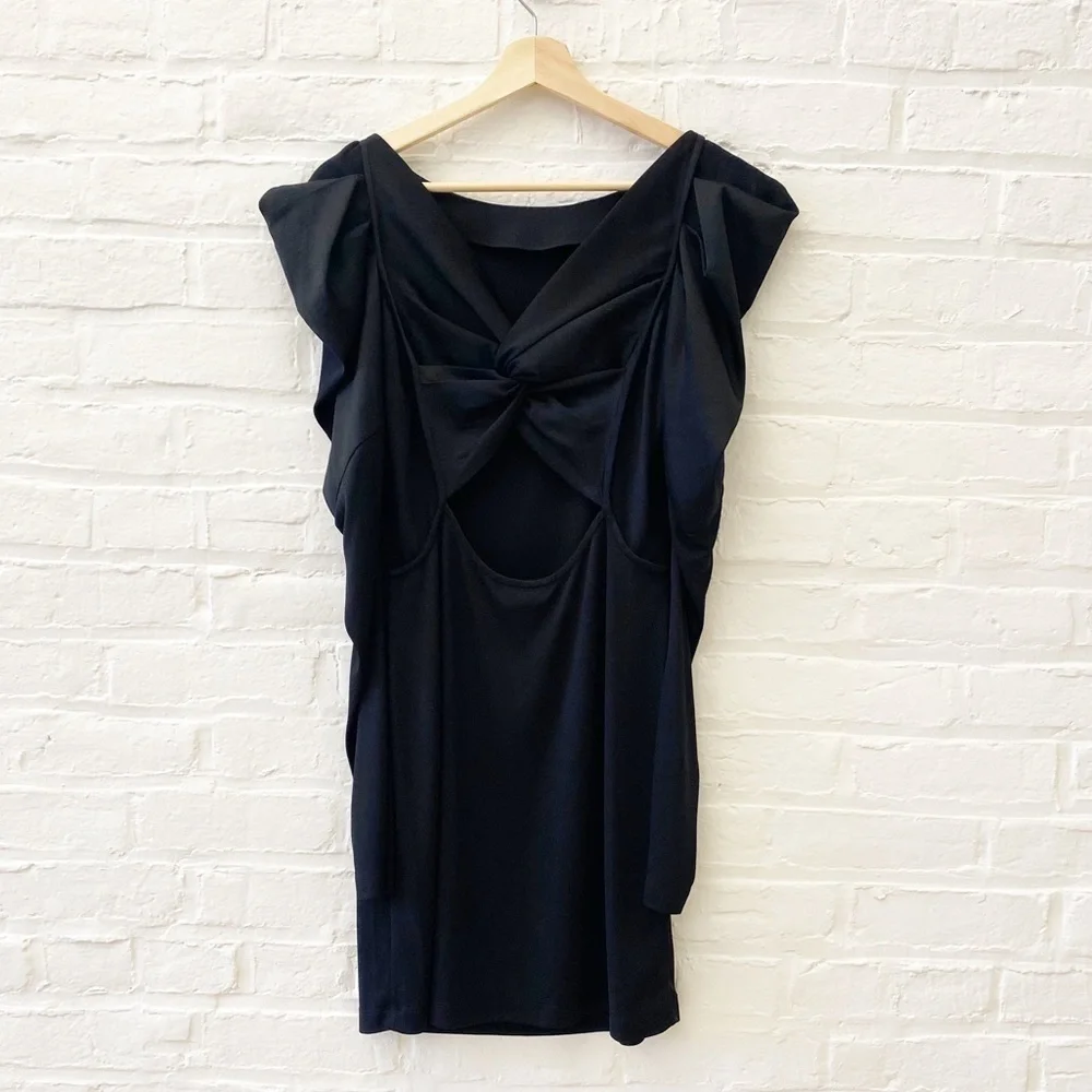 BCBGMaxAzria || Puff Sleeve Open Back Mini Dress Going Out‎ Party Black Small
